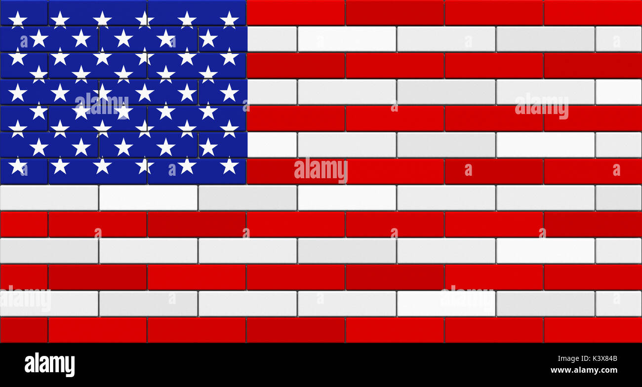 American Flag Brick Wall and Trowel Brick Stock Photo Alamy