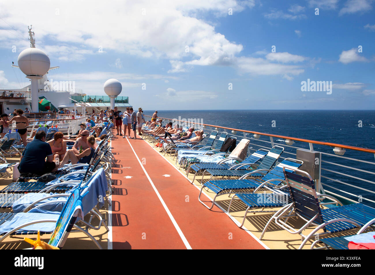 Pool deck 11 of Royal Caribbean Navigator of the Seas cruise ship Stock