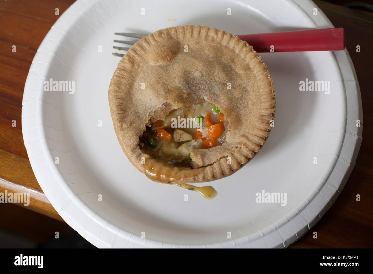 Vegetarian pot pie with part of the crust removed Stock Photo - Alamy
