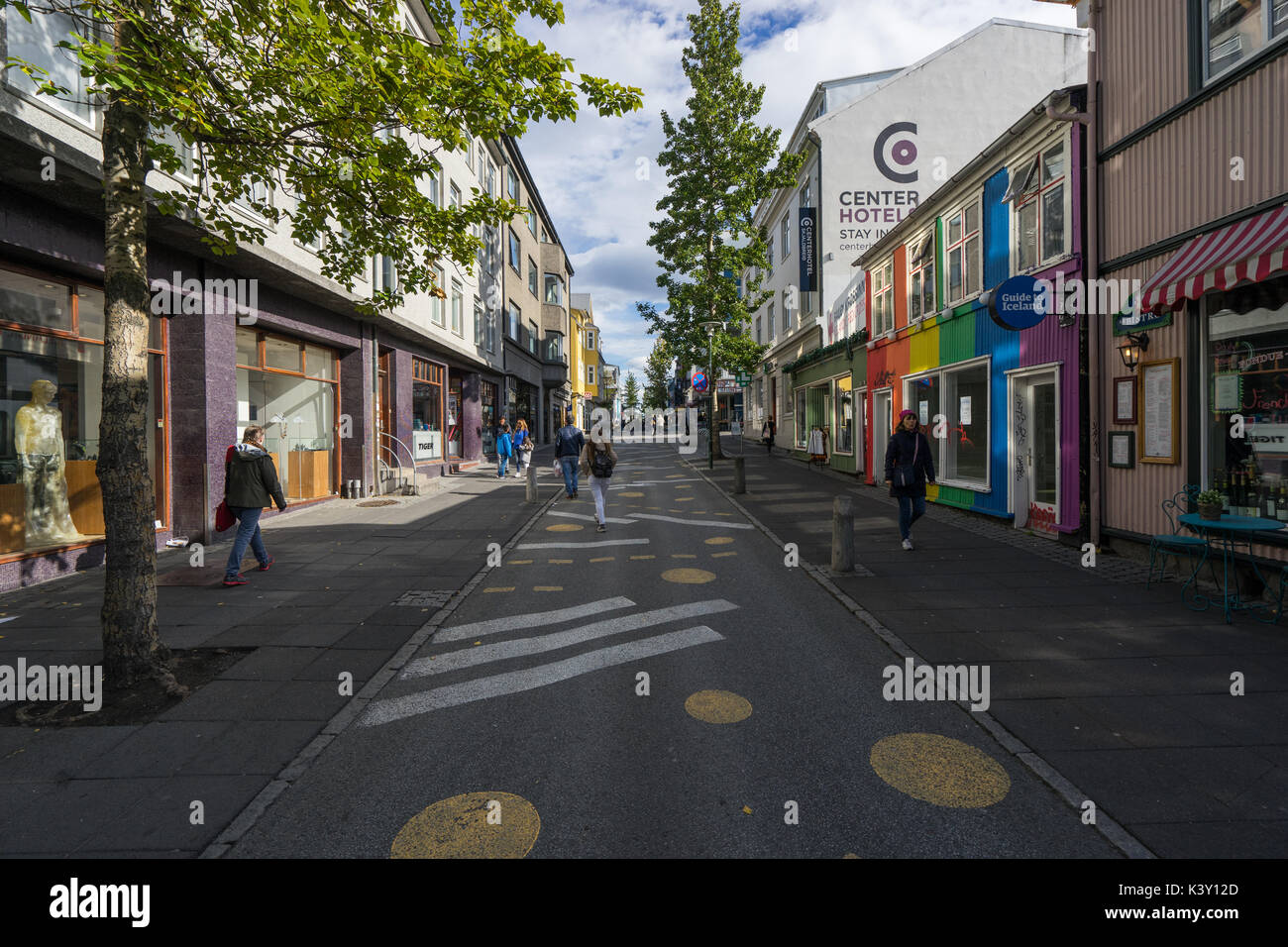 Street of Reykjavik, Iceland's capital, in summer. Stock Photo