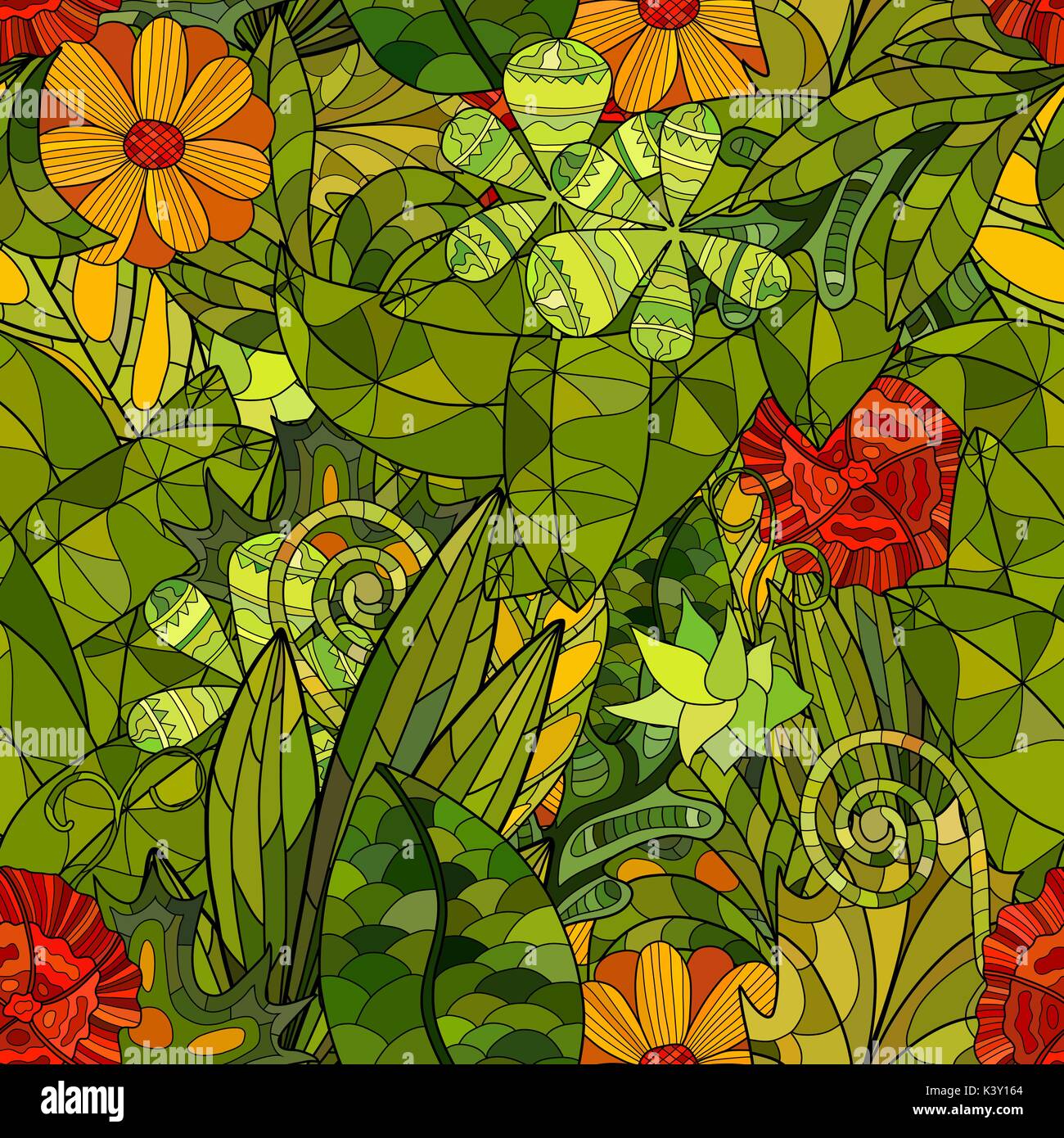 hand drawn vector floral seamless pattern Stock Vector