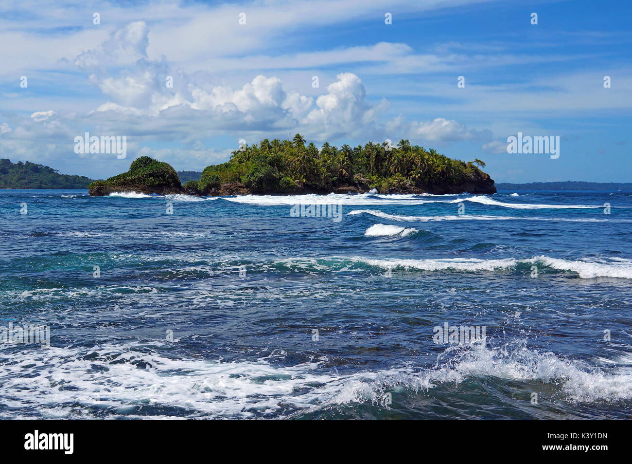 Wild tropical island with lush vegetation, Bocas del Toro, Bastimentos, Central America, Panama Stock Photo