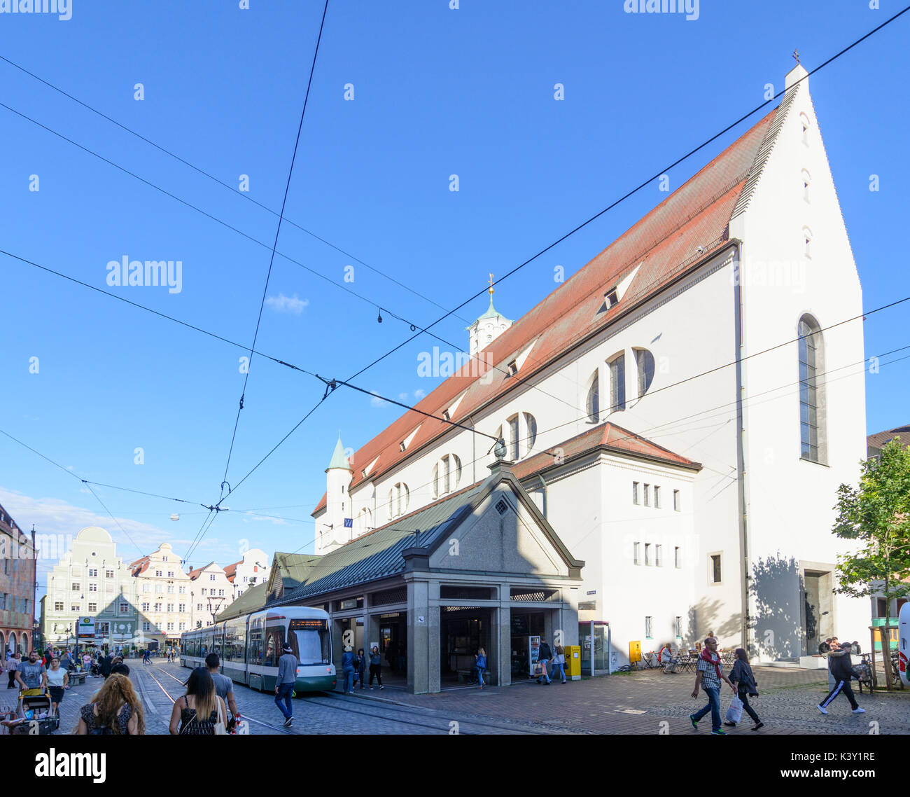 square Moritzplatz, church St. Moritz, Augsburg, Schwaben, Swabia, Bayern, Bavaria, Germany Stock Photo