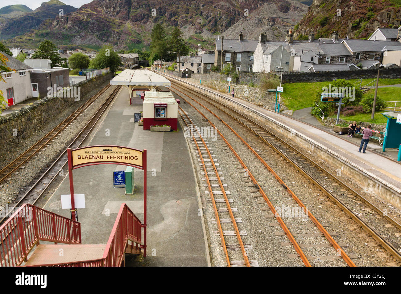 The railway station in the Welsh town of Blaenau Ffestiniog Stock Photo