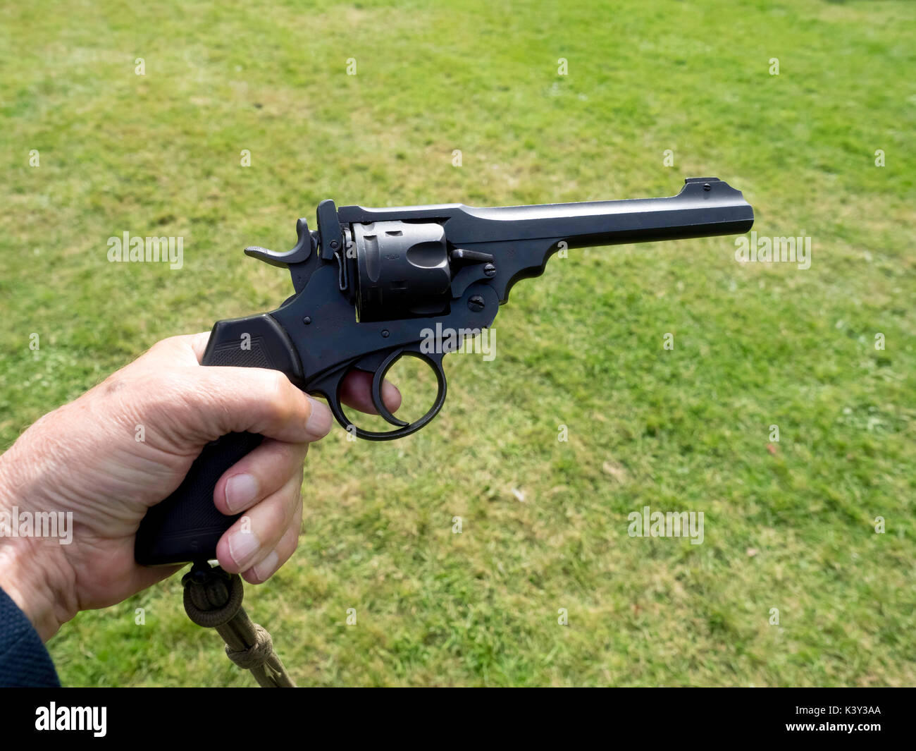 Enfield top break revolver handgun widely used by the British Military through the second world war this model is dated 1924 Stock Photo