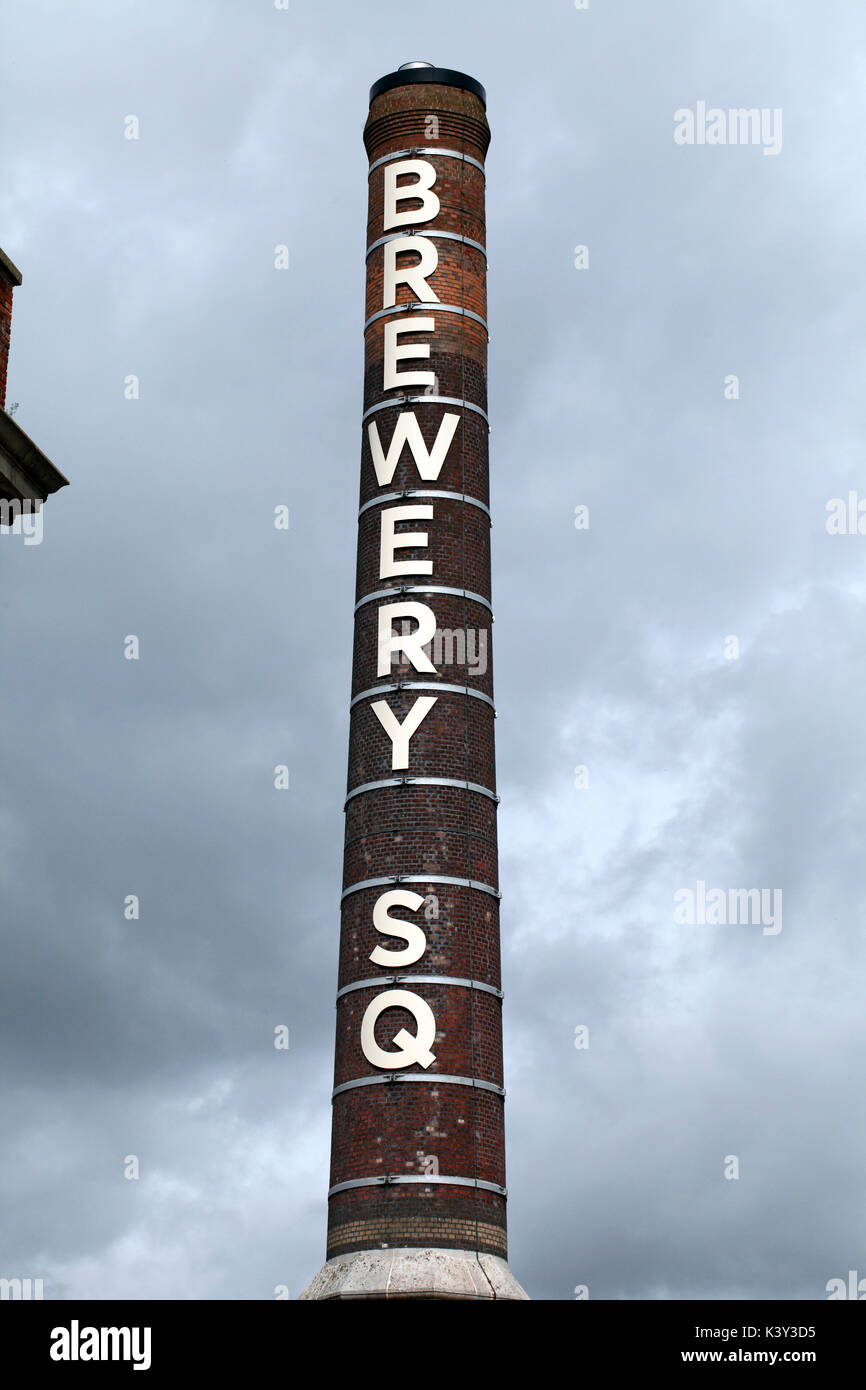 Chimney of the old Eldridge Pope brewery in Dorchester, Dorset. Stock Photo