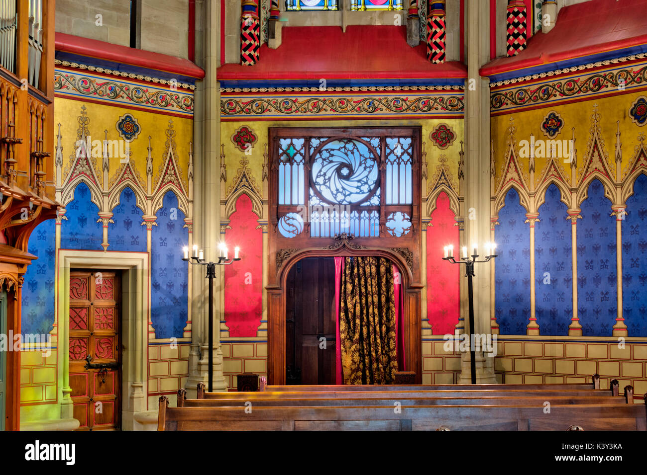 beautiful Gothic paintings in the Chapel of the Maccabees in St. Peter's Cathedral in Geneva Switzerland Stock Photo