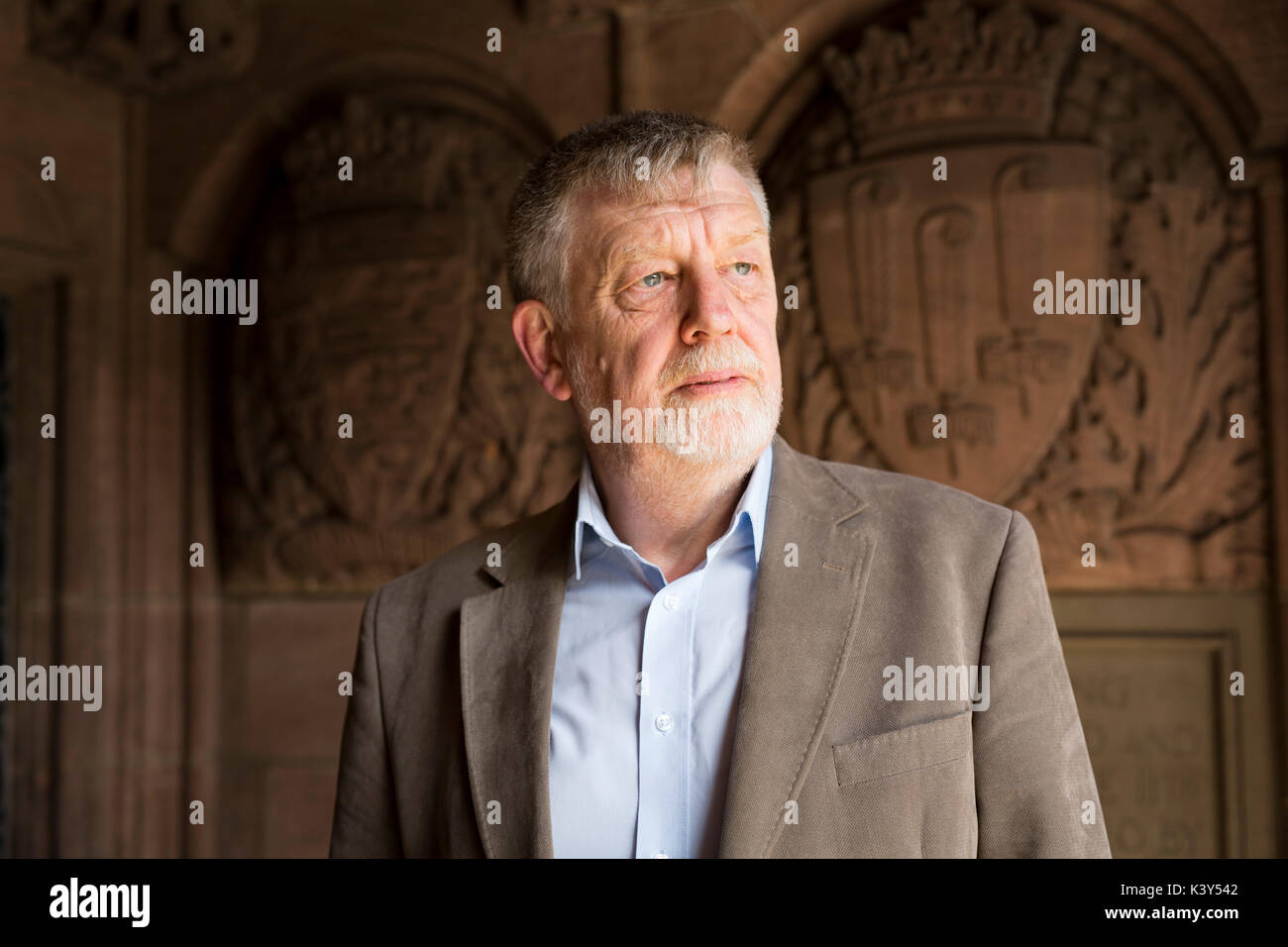 Coventry election story. Dave Nellist, member of the Socialist Party and former Coventry MP. He is in the doorway of Coventry town hall. Stock Photo