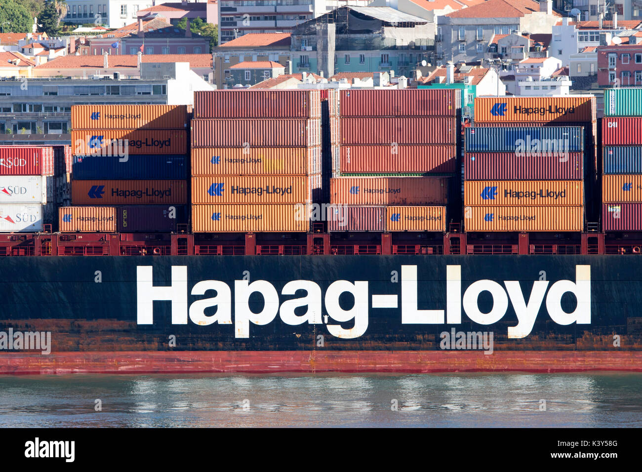 Hapag Lloyd cargo container shipping line Stock Photo - Alamy