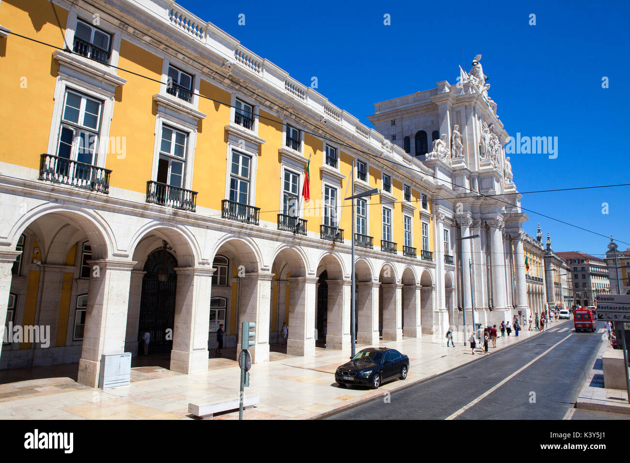Praca do Comercio in Lisbon, the capital and the largest city of Portugal in the Alfama District on the Atlantic coast in Western Europe Stock Photo