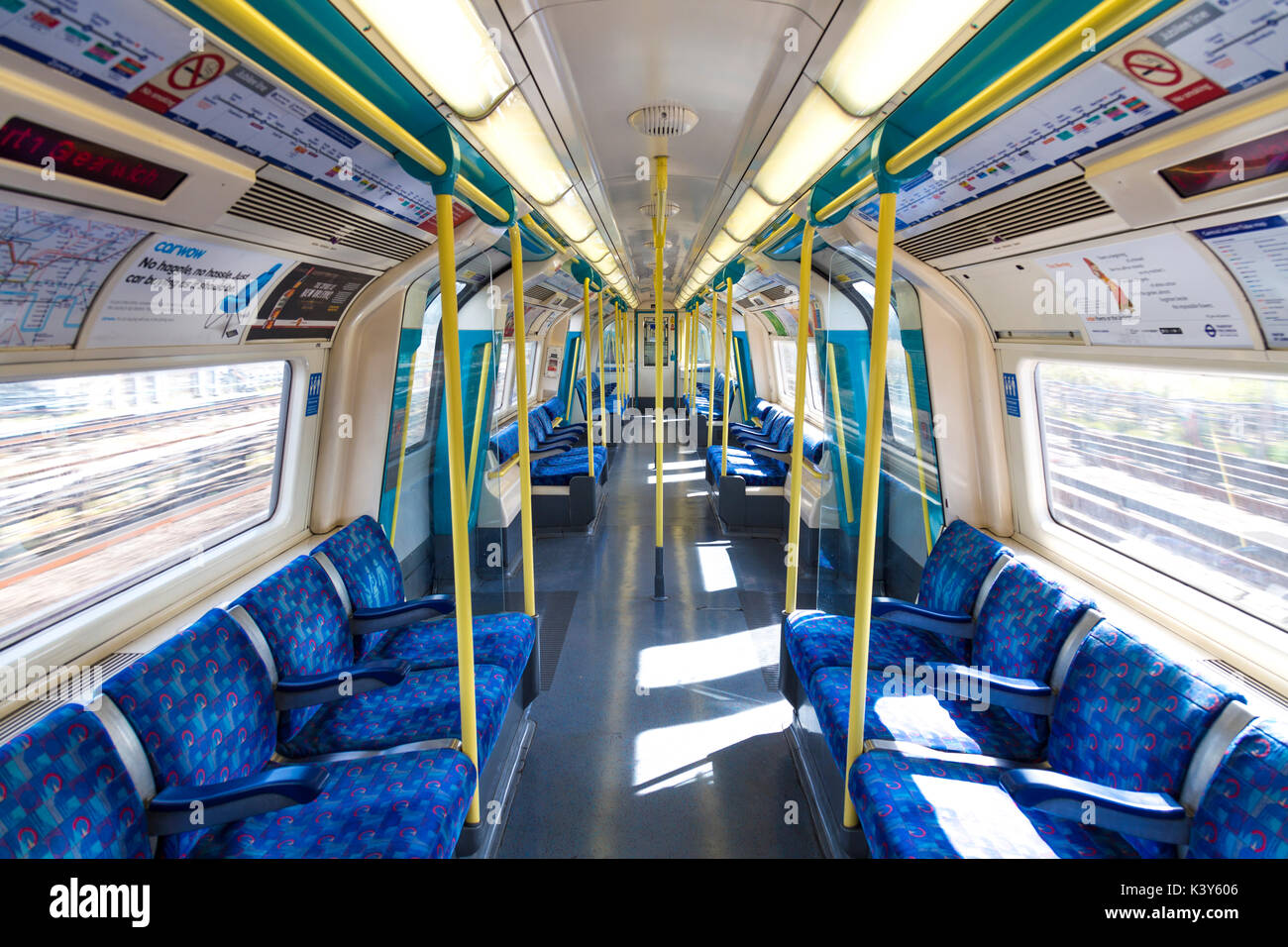 The Interior Of A London Underground Jubilee Line Train Carriage 
