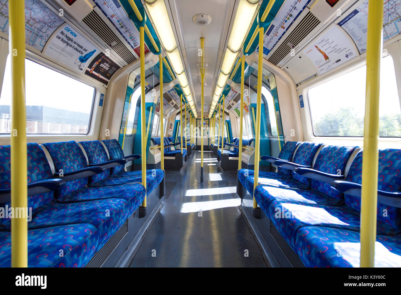 The Interior Of A London Underground Jubilee Line Train Carriage 