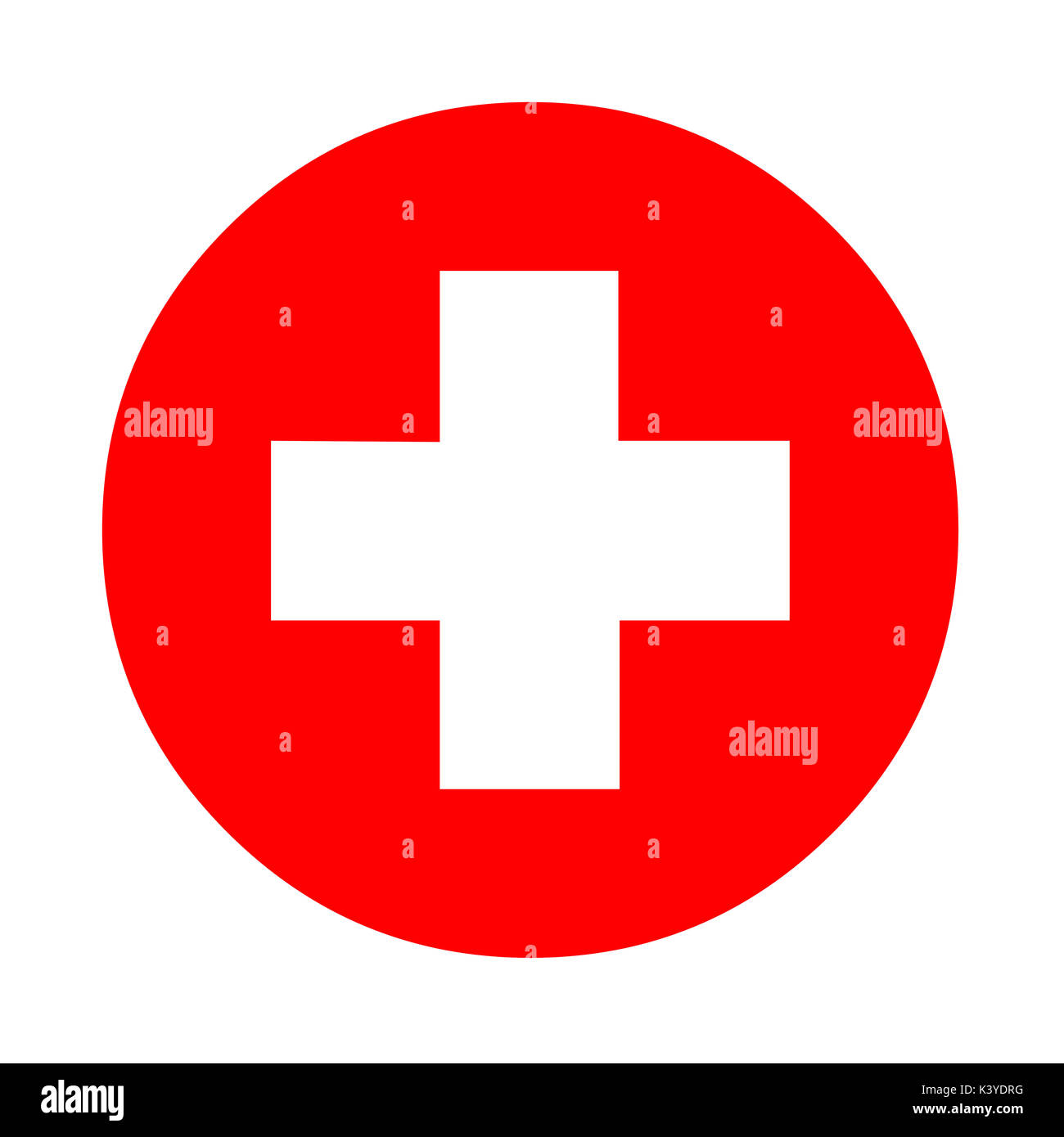 Medical white cross symbol in a red circle Stock Photo