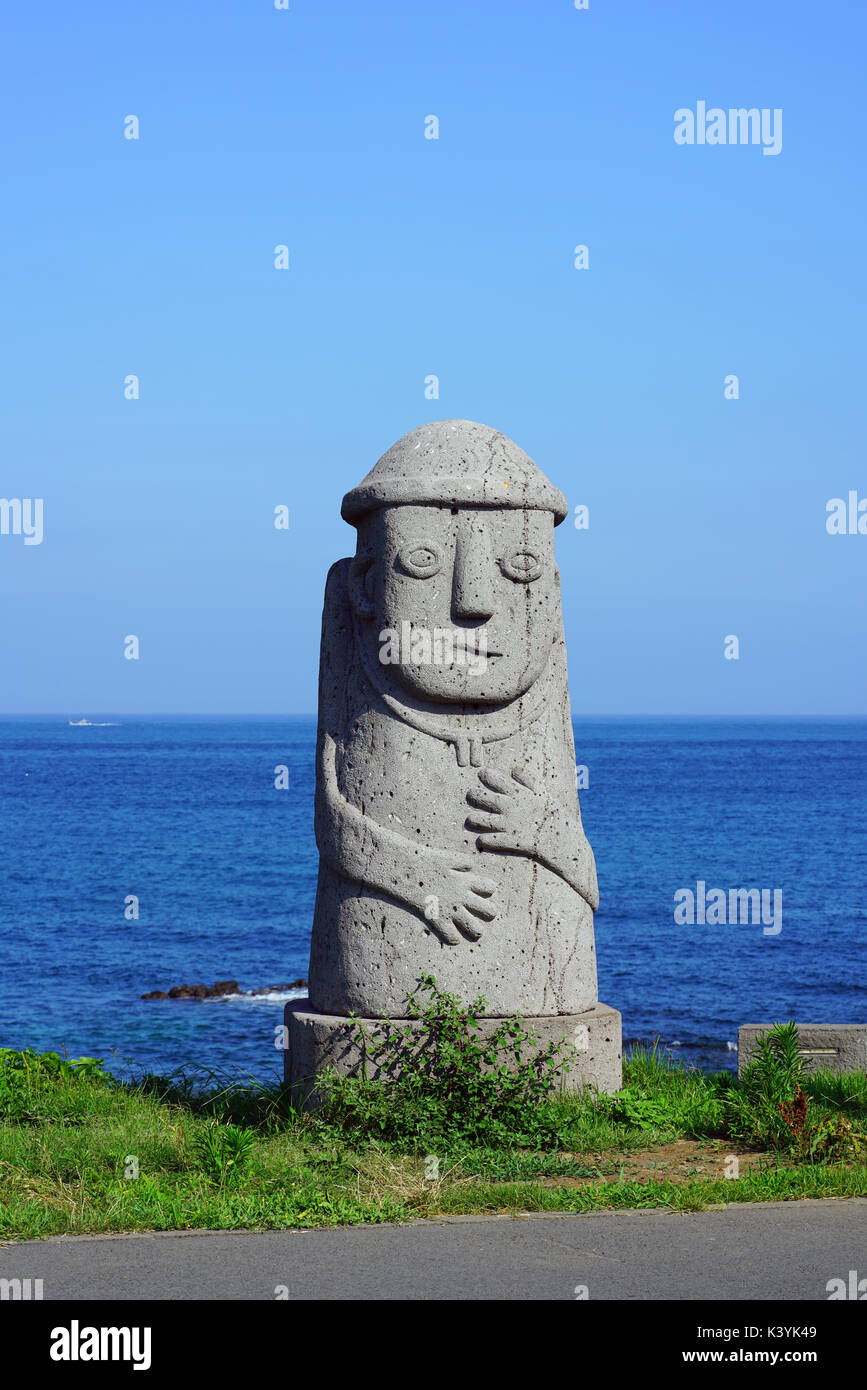 A Dol Hareubang Grandfather statue on Jeju Island in the Jeju Special