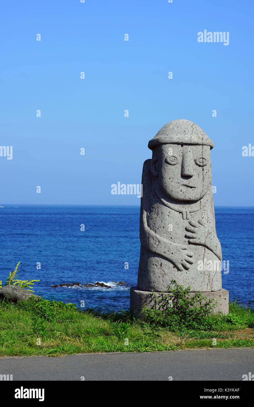 A Dol Hareubang Grandfather statue on Jeju Island in the Jeju Special