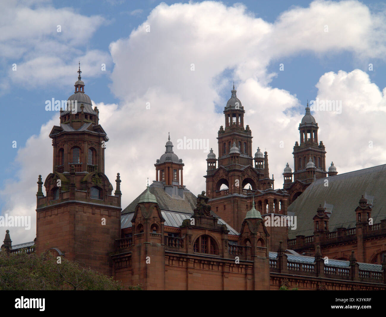 Kelvingrove Art Galleries and Museum roof with towers Stock Photo