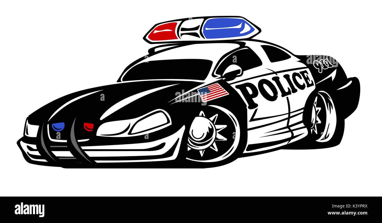 Police car hot rod cartoon Stock Photo