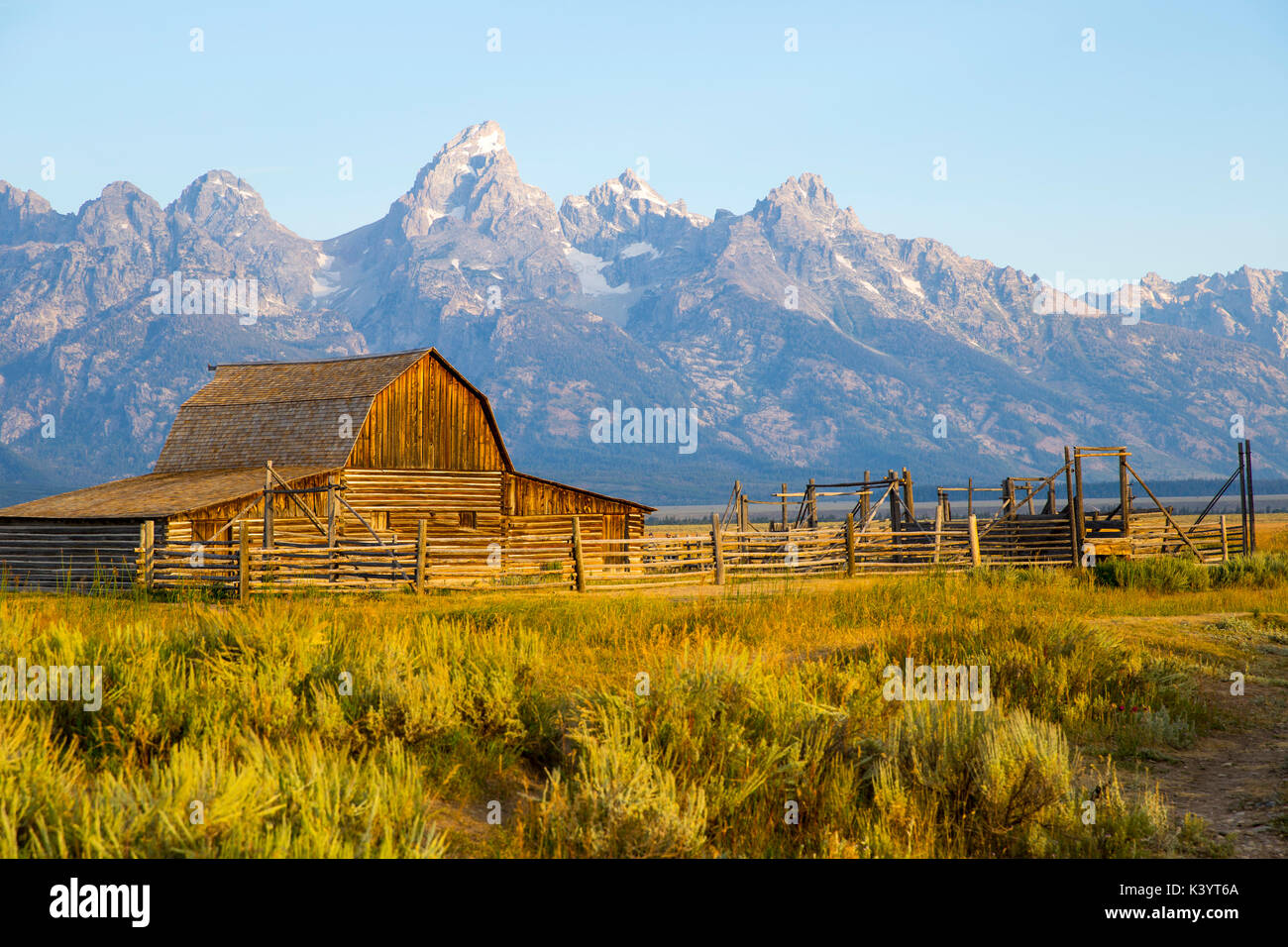 Moulton barn on Mormon Row Grand Teton National Park Wyoming Stock Photo