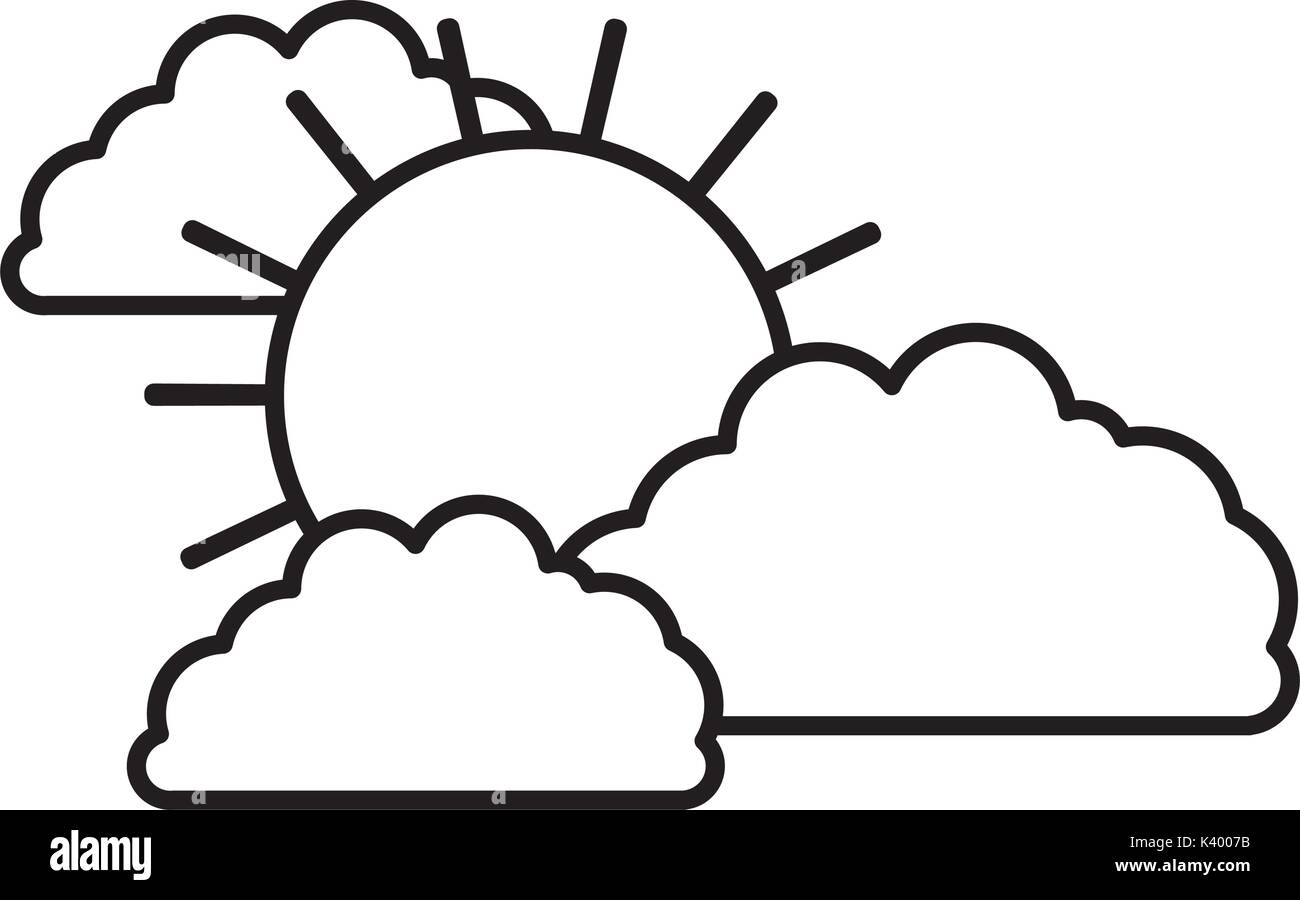 Sun And Clouds In Monochrome Silhouette Stock Vector Image Art Alamy