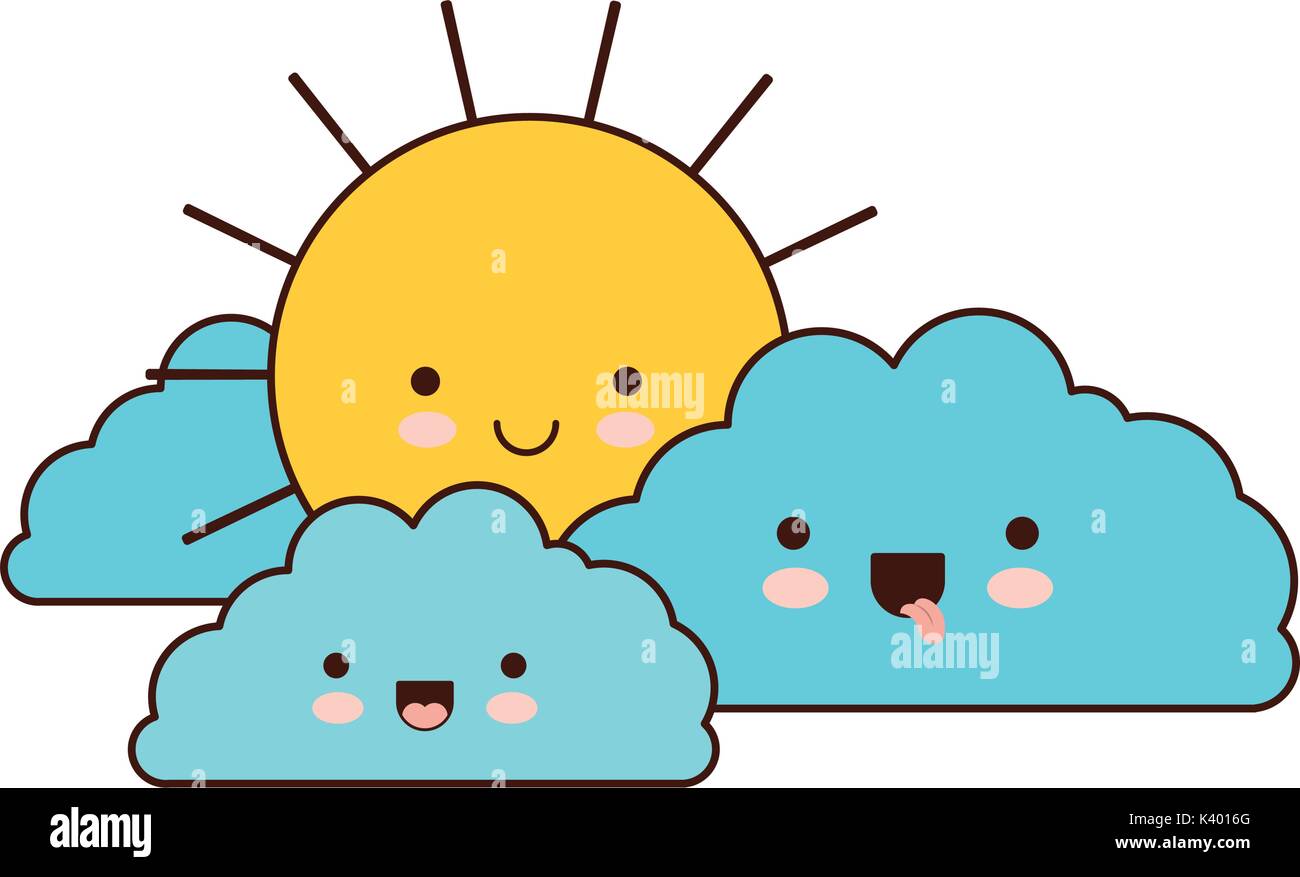 sun and clouds colorful kawaii silhouette Stock Vector Image & Art - Alamy