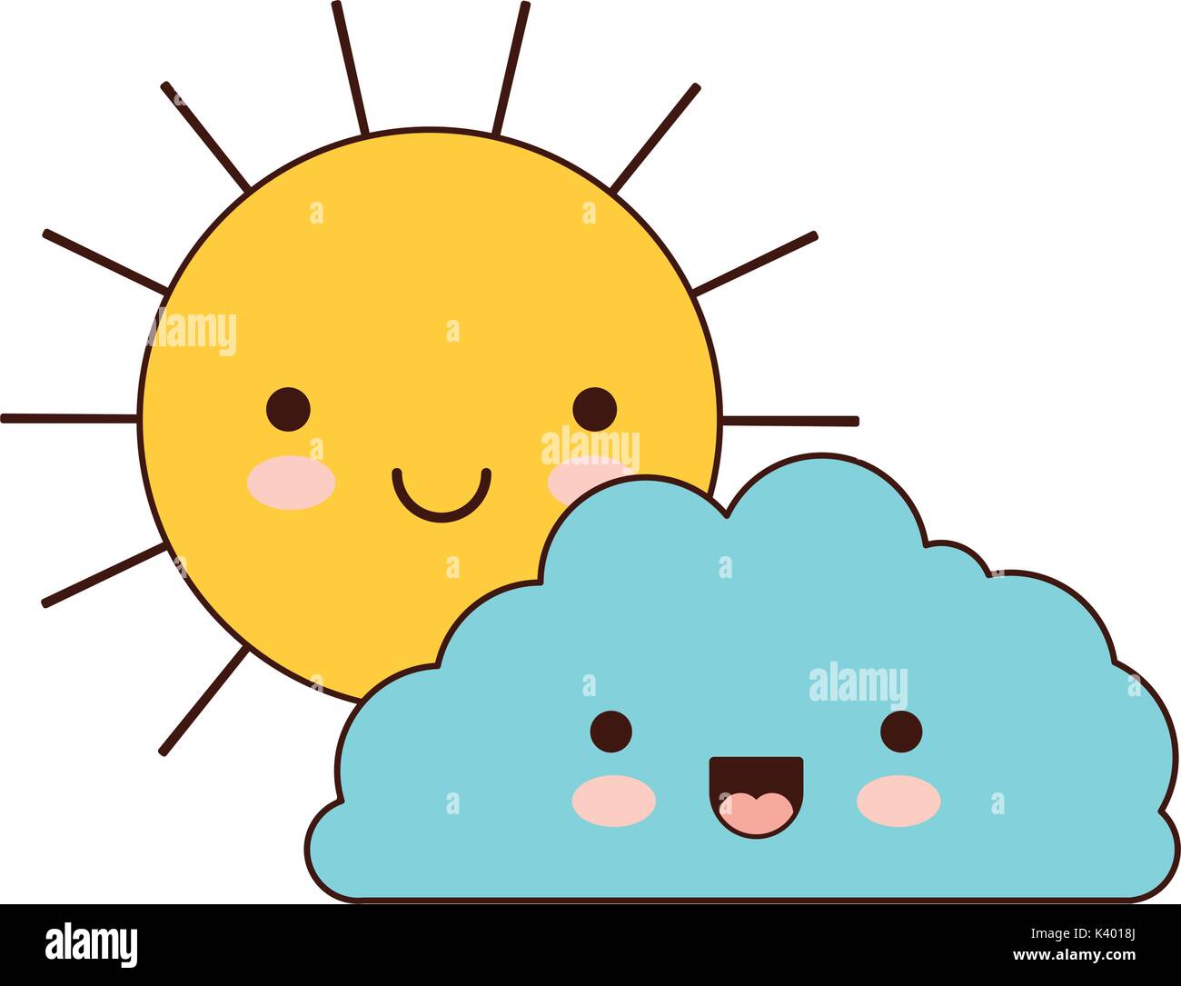 sun and cloud colorful kawaii silhouette Stock Vector Image & Art - Alamy