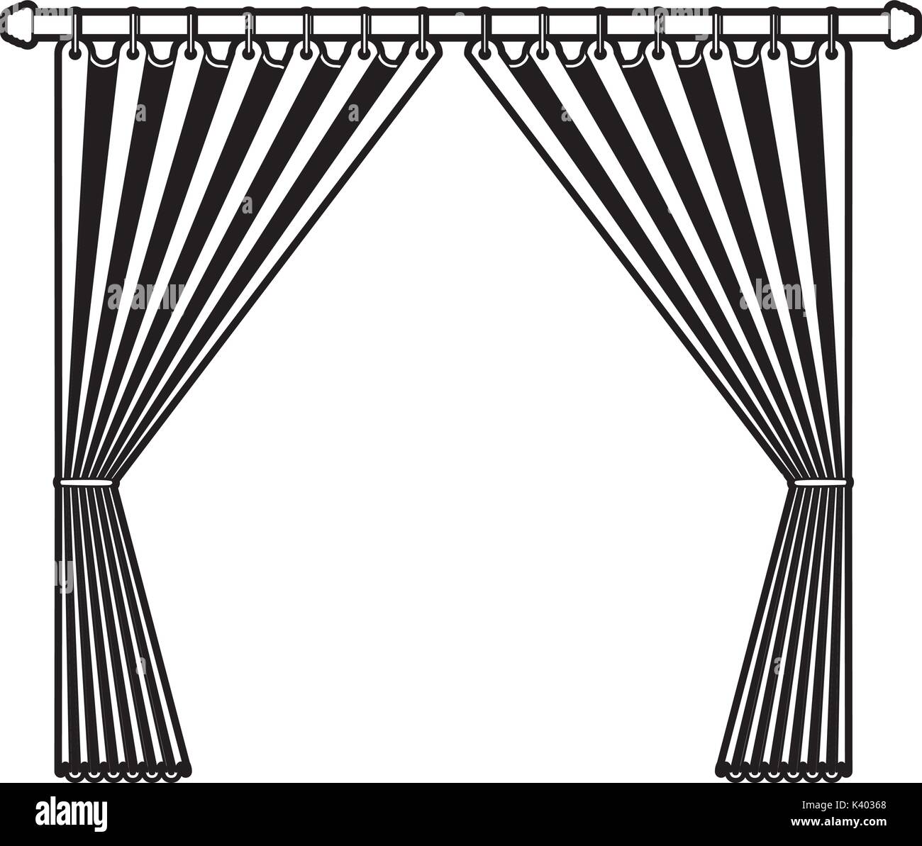 curtain opened decorative of room holding in a pole black color section ...