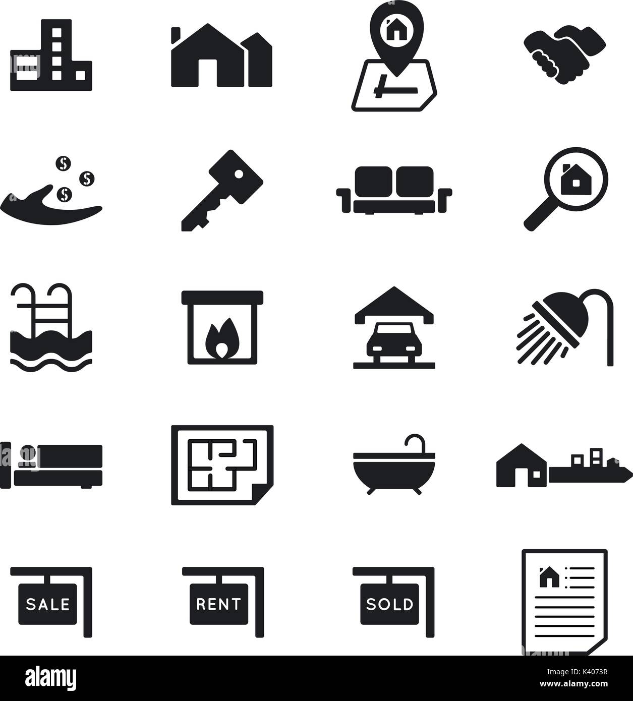 Real Estate icons on White Background. Vector illustration Stock Vector ...