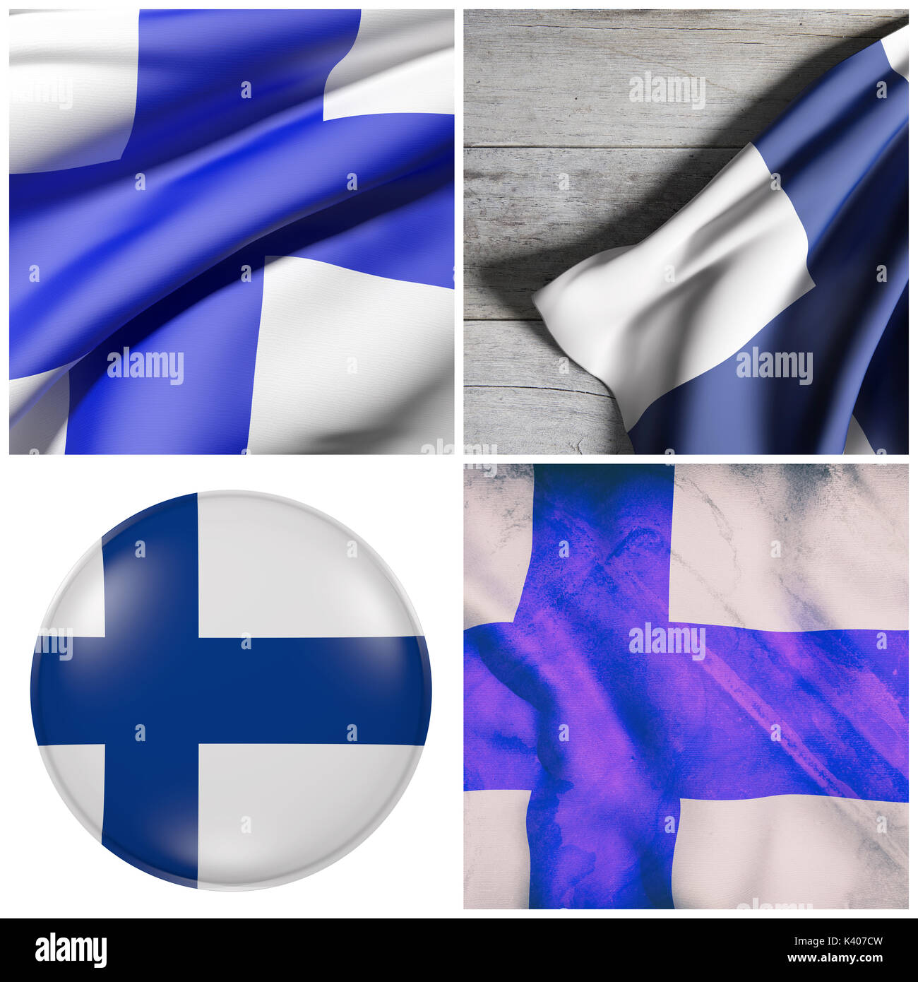 Composition of 3d rendering Republic of Finland flags Stock Photo - Alamy