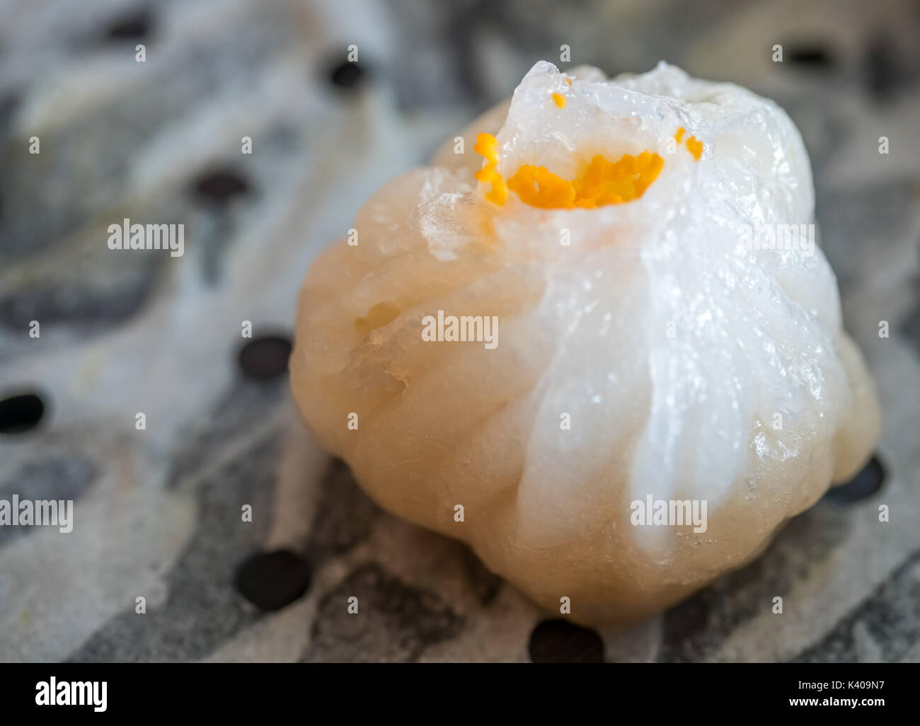 Steamed chinese dumpling, shrimp mold with thin layer of starch
