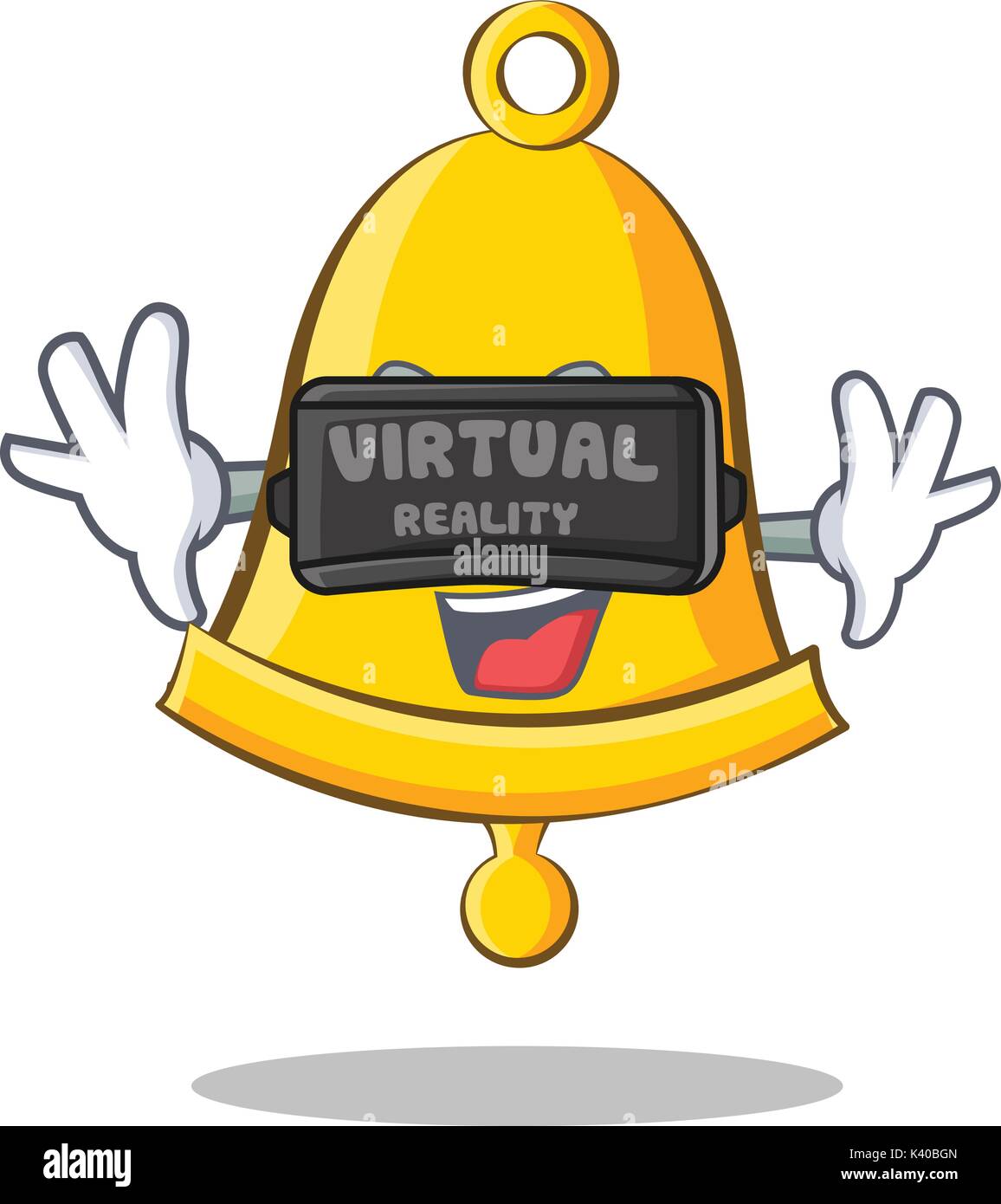With virtual reality school bell character cartoon Stock Vector