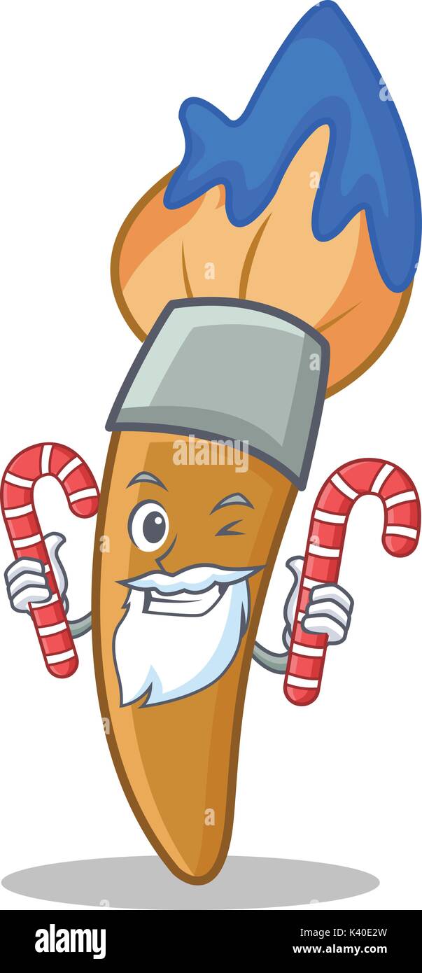 Santa with candy paint brush character cartoon Stock Vector Image & Art