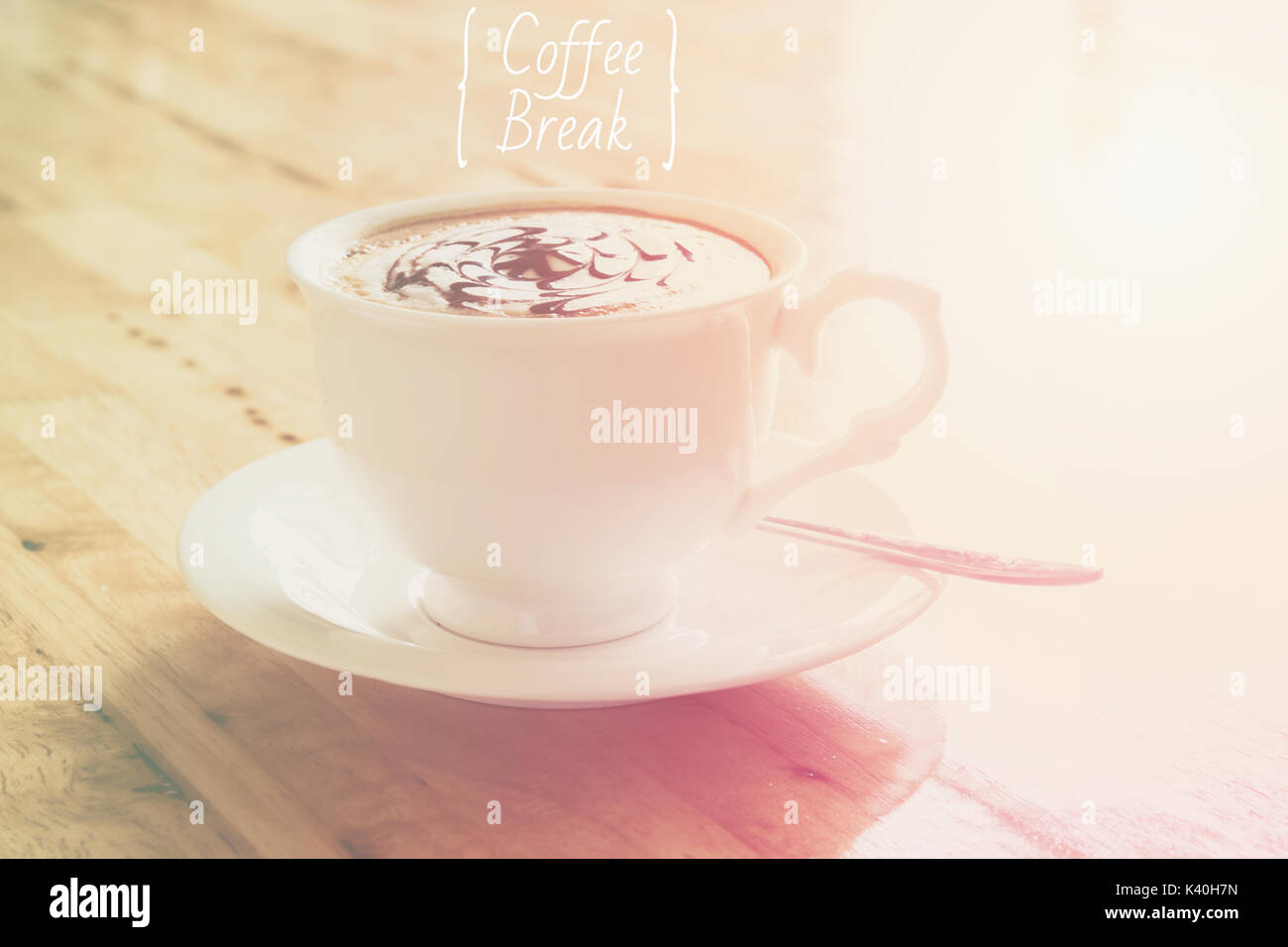 Coffee cup with light for coffee break relax time concept Stock Photo