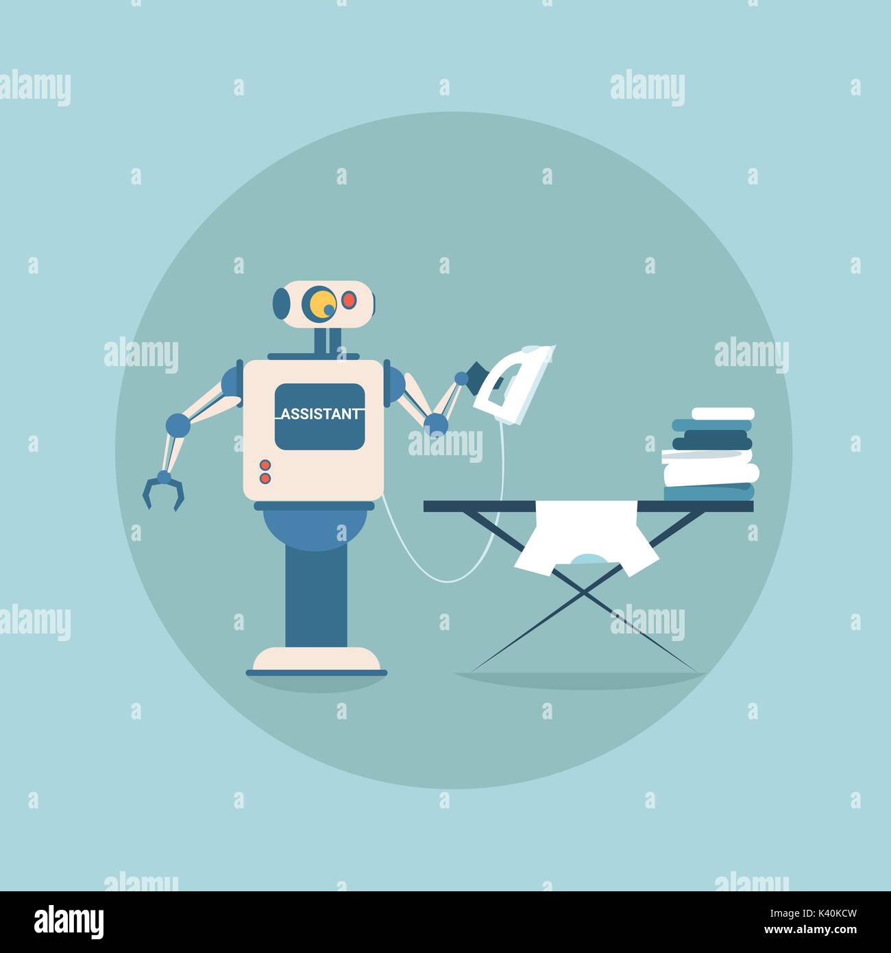 Modern Robot Iron Clothes Futuristic Artificial Intelligence Mechanism  Housekeeping Technology Stock Vector Image & Art - Alamy