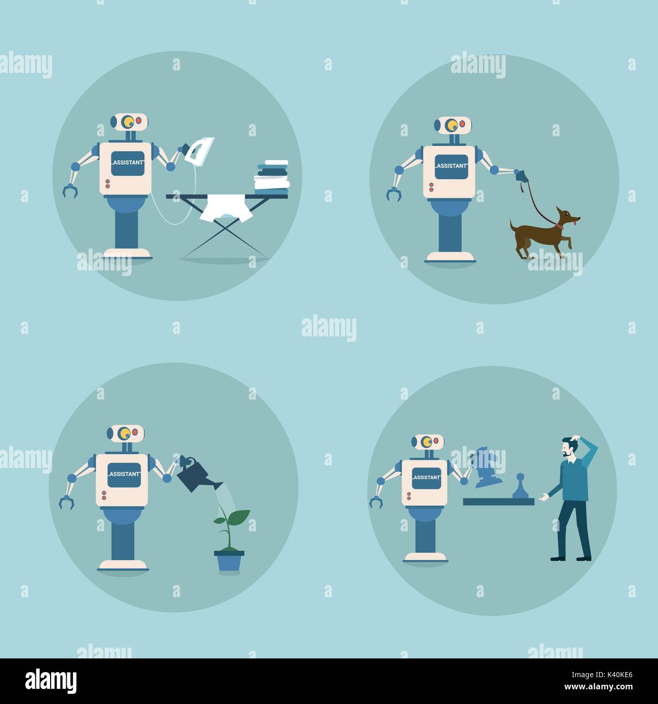 Modern Robot Icon Set Futuristic Artificial Intelligence Mechanism ...