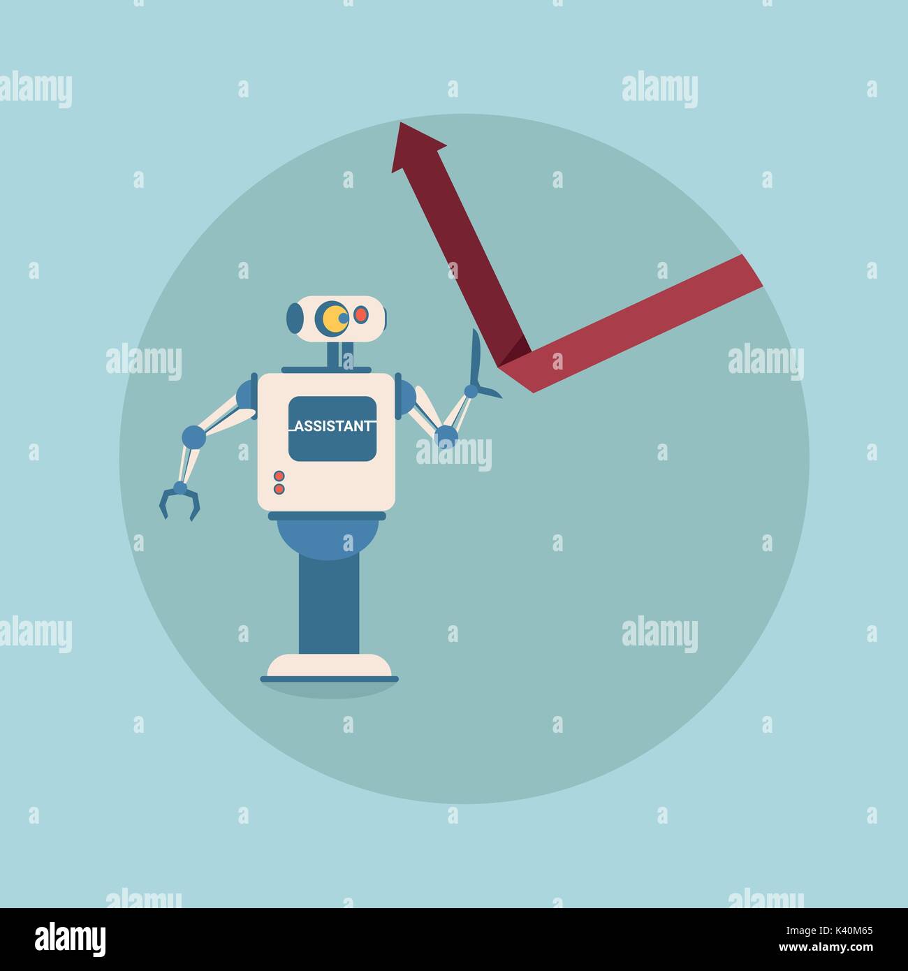 Modern Robot Holding Financial Arrow Up Finance Protection Concept ...