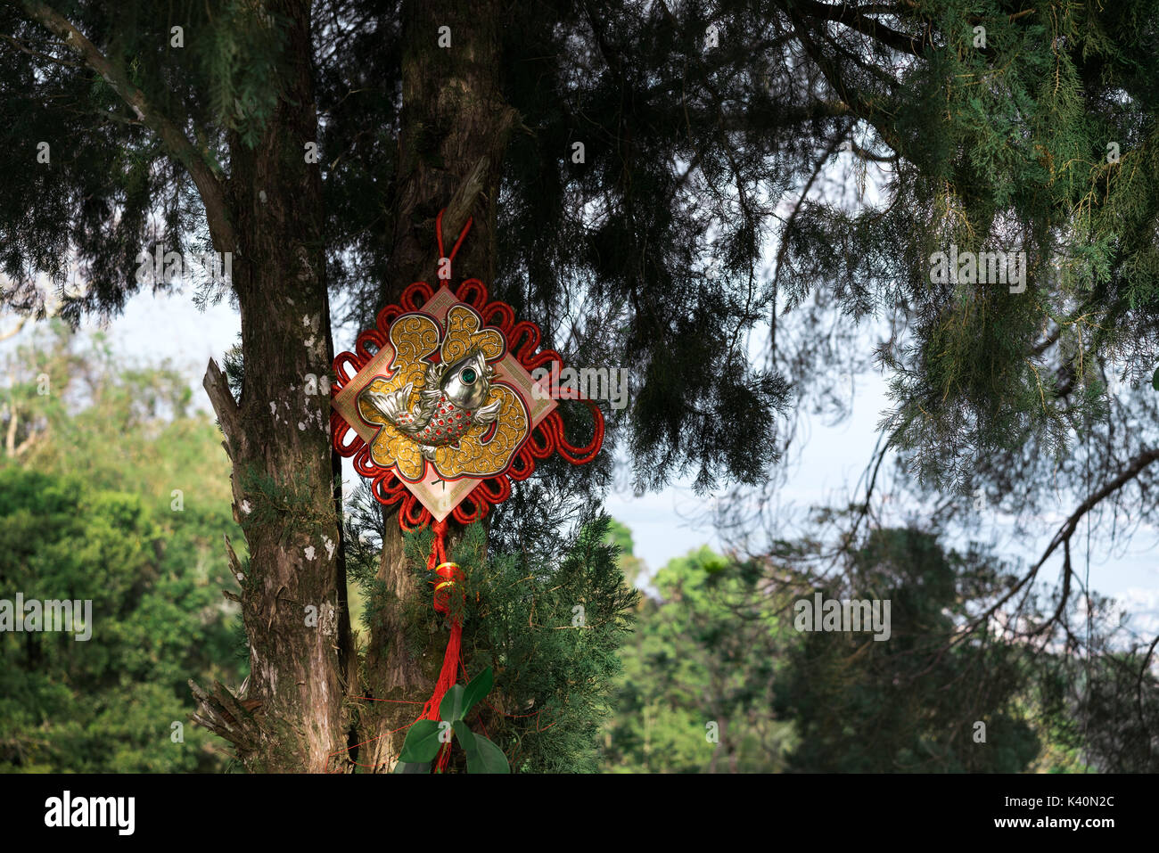 Chinese auspicious hanging which contains the meaning of prosperity and wealth Stock Photo