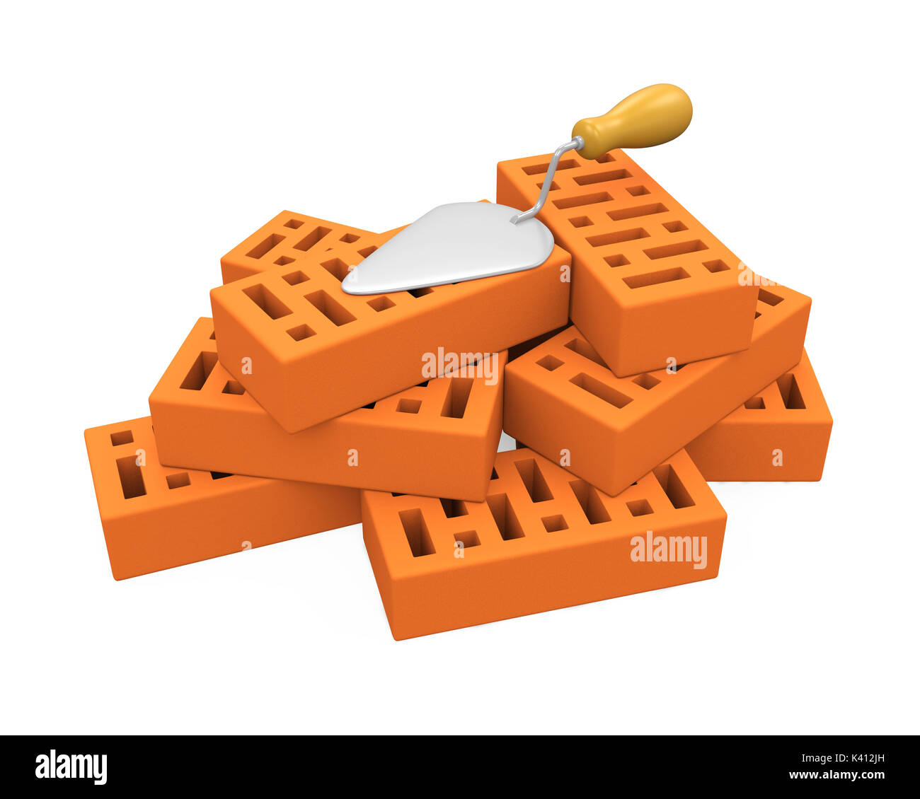 Bricks and Trowel Isolated Stock Photo Alamy