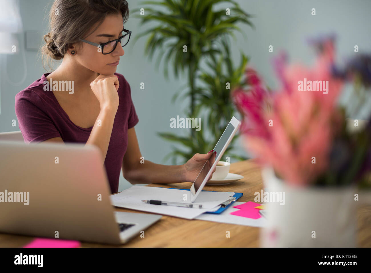 Long hours spent in front of computer Stock Photo Alamy
