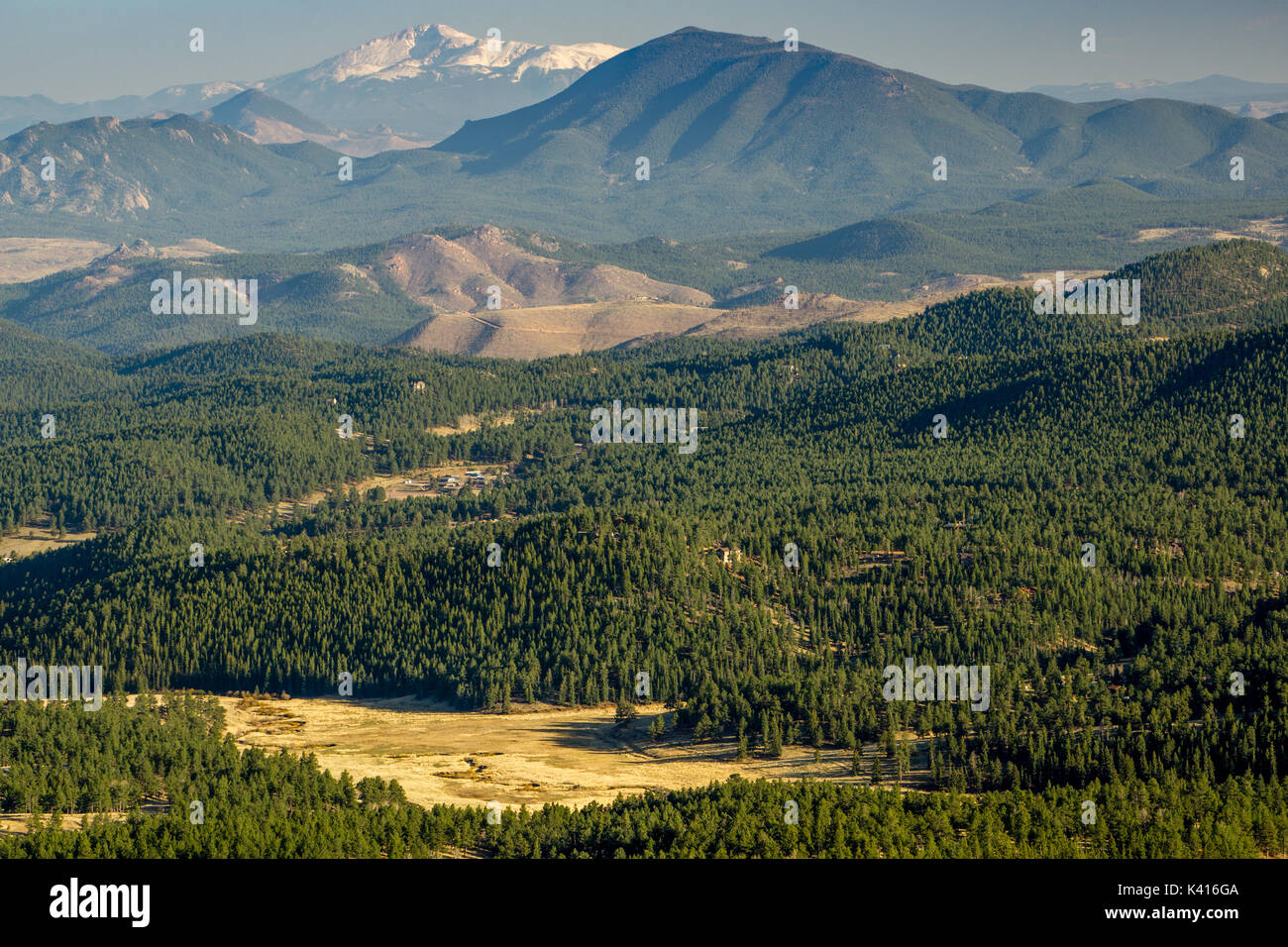 A View From Staunton State Park In Pine Colorado Foothills Lead To Pikes Peak In The Distance Stock Photo Alamy