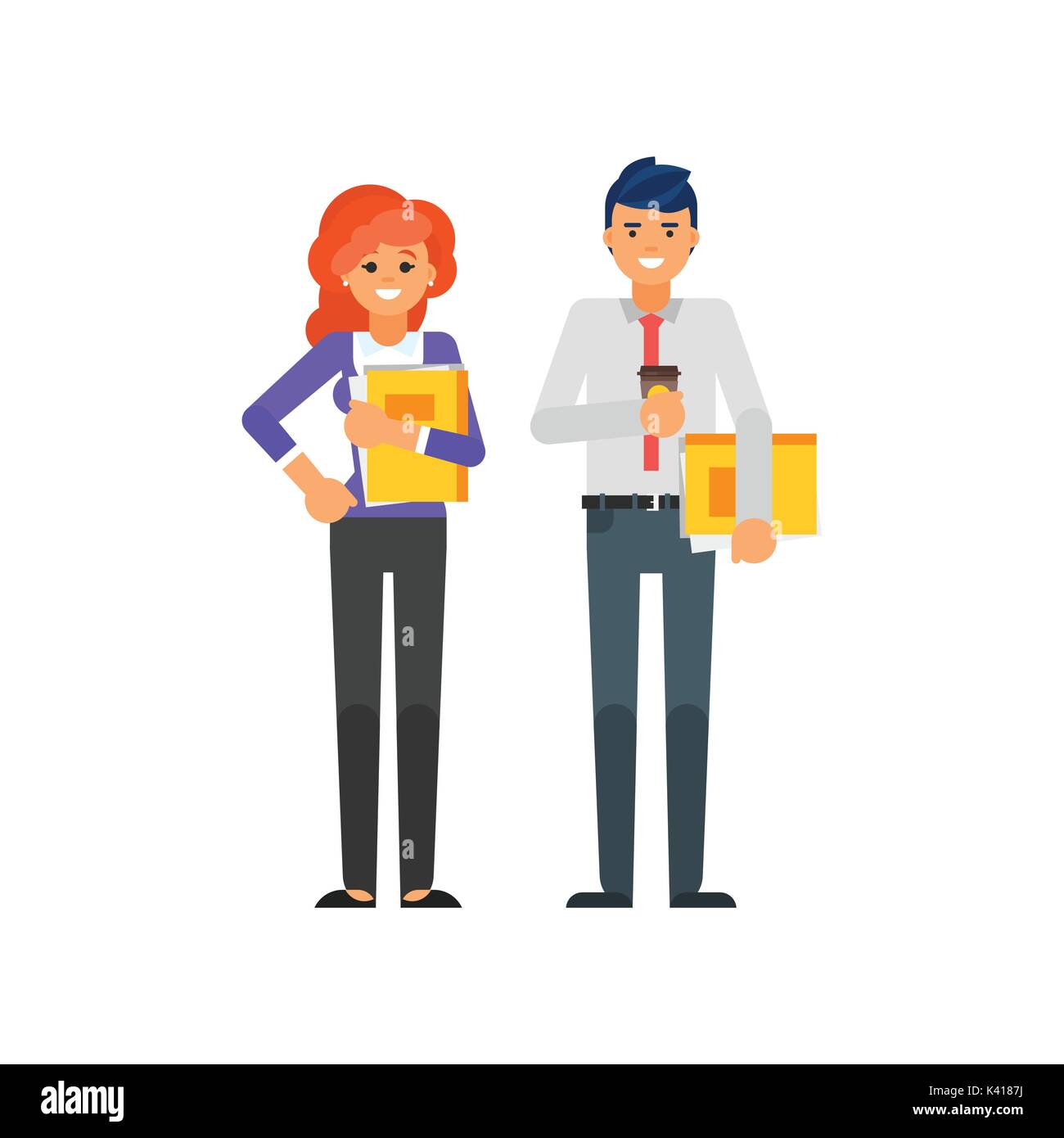 Vector flat style illustration of businessman and businesswoman ...
