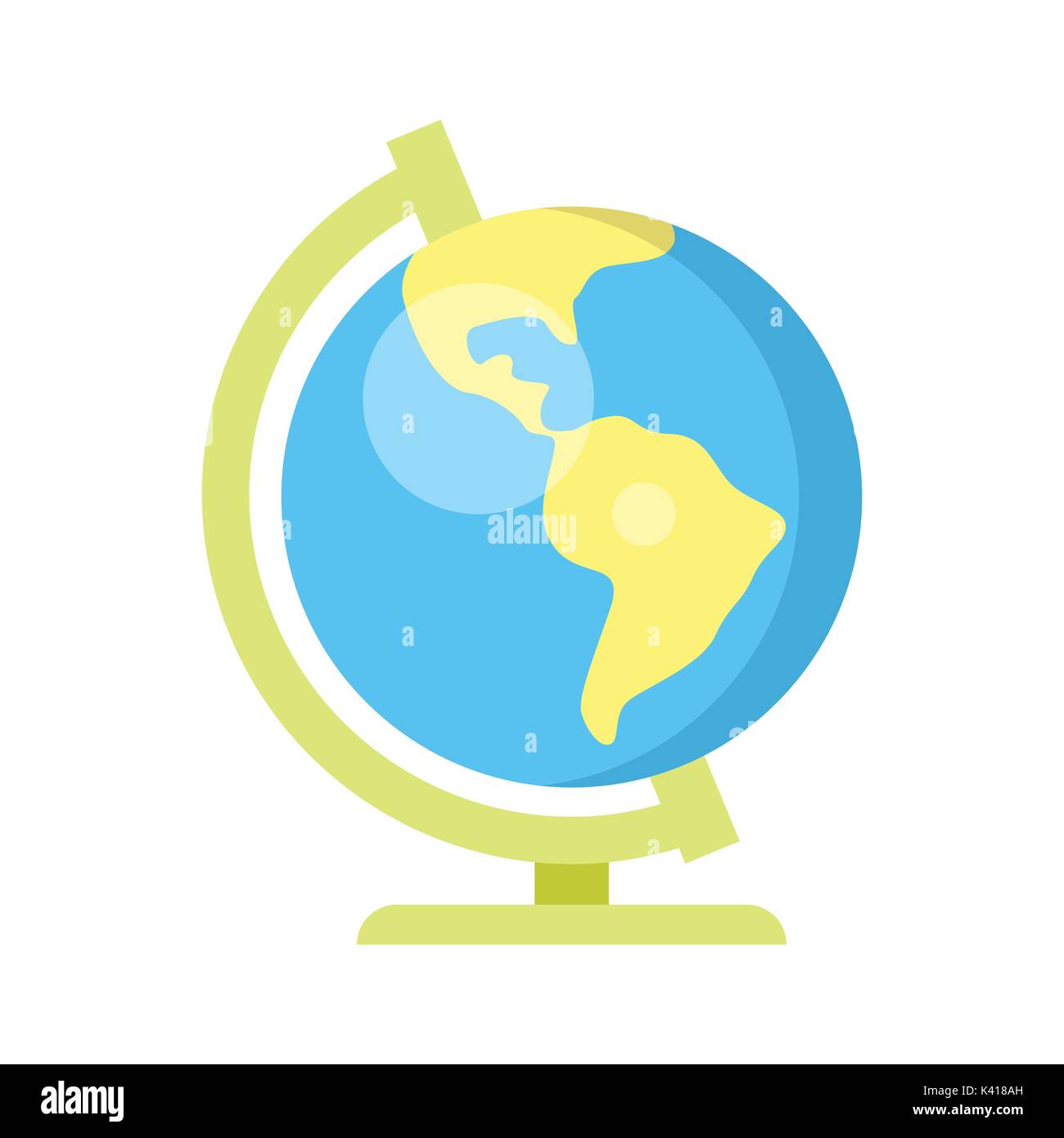 Vector flat style illustration of school globe. Isolated on white ...