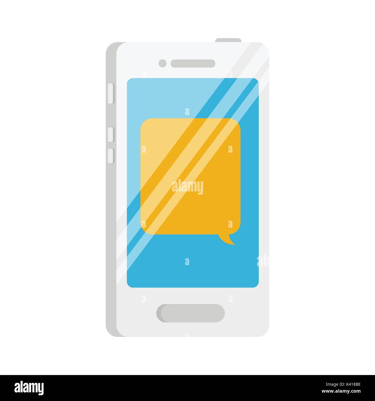 Vector flat style illustration of smartphone with speech bubble in it ...