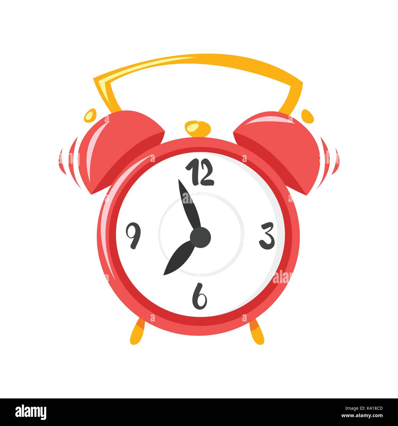 Vector cartoon style illustration of alarm clock. Icon for web. Isolated on white background. Stock Vector