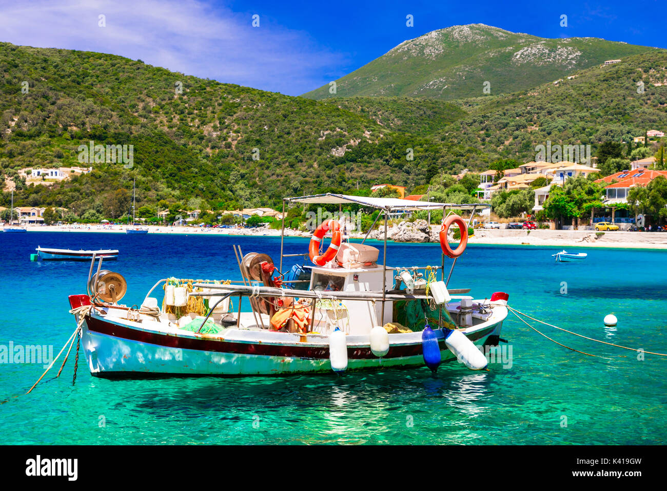 Impressive Mikros Gialos beach,Lefkada island,Greece. Stock Photo