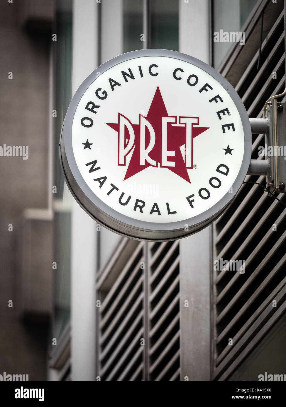 Pret a Manger coffee shop sign in London UK Stock Photo
