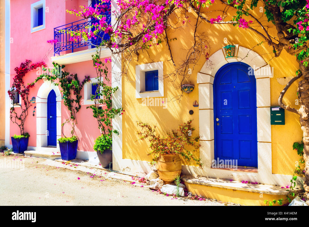 Old streets of Greece,Assos village,Kefalonia . Stock Photo