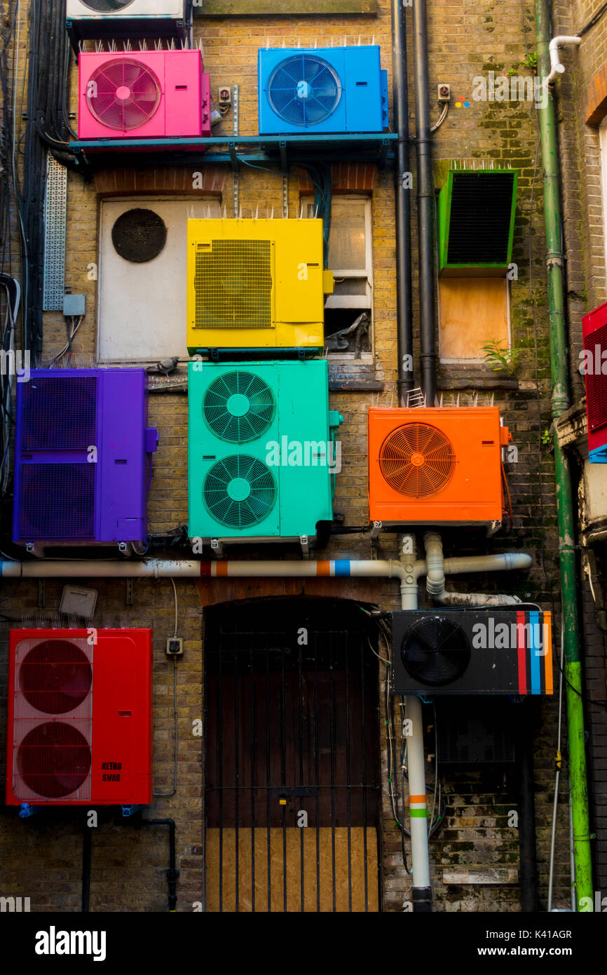 Colourful air-con units in Croydon Stock Photo