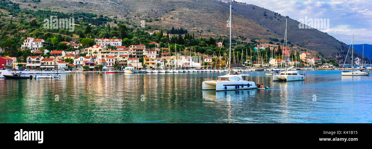 Panoramic view of Agia Efimia village,Kefalonia island,Greece. Stock Photo