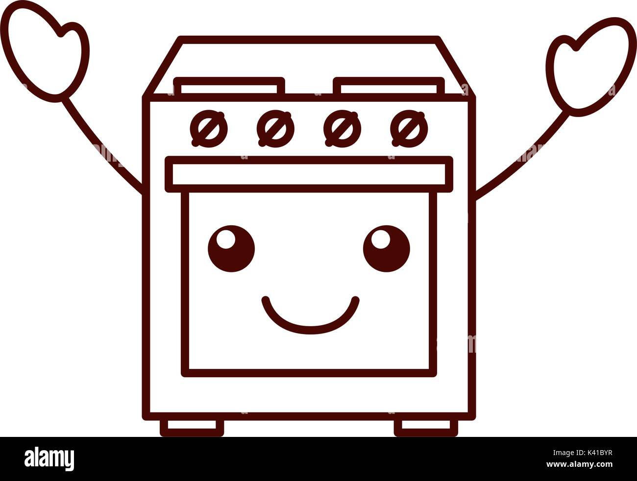 Microwave kitchen appliance cute kawaii cartoon