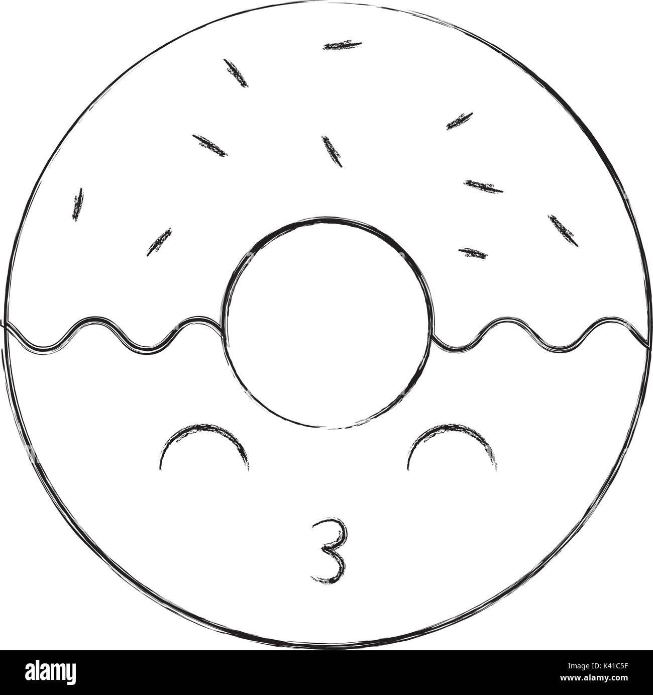 kawaii sweet donut dessert pastry cartoon Stock Vector Image & Art - Alamy